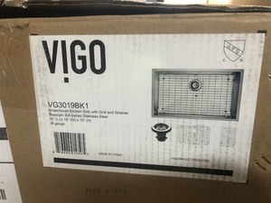 VIGO Ludlow Undermount Stainless Steel 30 in. Single Bowl Kitchen Bar Sink with 1-Grid, 1-Strainer in Stainless Steel in good conditions