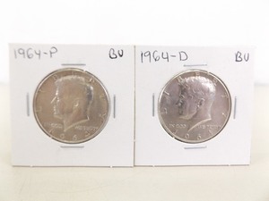 lot 145 image: 1964-P and a 1964-D Kennedy Half Dollar