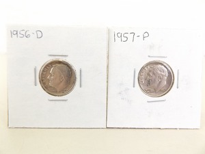 lot 147 image: 1956-D and 1957-P Roosevelt Dimes