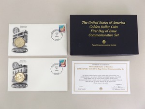 lot 148 image: 2000 US First Day Issue Philadelphia and Denver Sacagawea Dollar Set