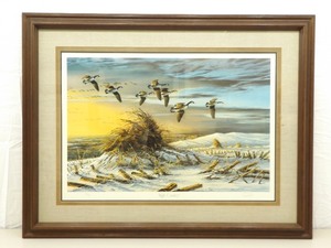 lot 16 image: Framed and Matted Pencil Signed Terry Redlin, #22960 High Country Goose (Geese) Limited Edition Print