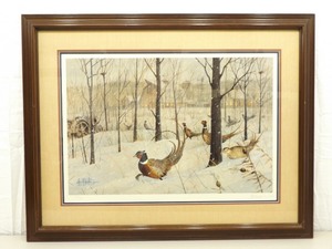 lot 17 image: Framed and Matted&nbspPencil Signed Les Kouba, #811950&nbspThe Blizzard Pheasant Limited Edition Print