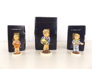 lot 37 image: 3 Vintage Hummel Exclusive Collectors Club Boy Figurines In Original Boxes