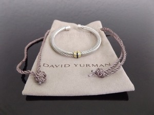 lot 51 image: David Yurman 14k Yellow Gold and Sterling Silver 5mm Sapphire Cable Bracelet