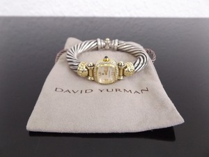 lot 52 image: WORKING David Yurman 14k Yellow Gold and Sterling Diamond Cable Watch