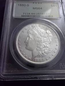 lot 9 image: 1880 S Morgan Silver Dollar