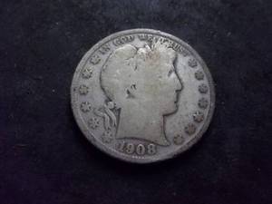 lot 142 image: 1908 Barber Half Dollar