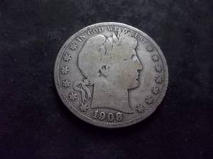 lot 143 image: 1908 D Barber Half Dollar