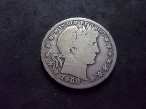lot 144 image: 1908 O Barber Half Dollar