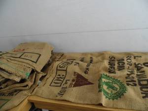 lot 66 image: Lot of 9 Burlap Gunny Sacks