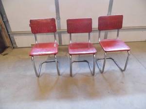 lot 11 image: Lot of 3 Metal Red Chairs