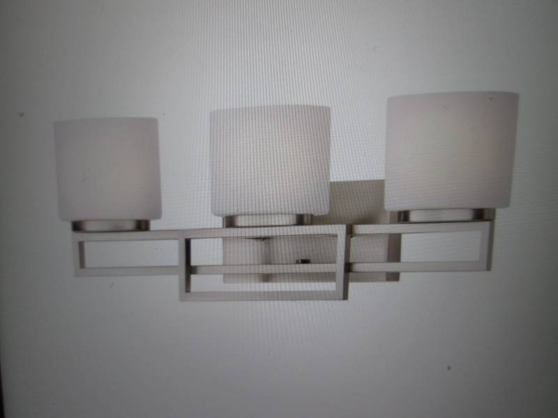 lot 62 image: 3-Light Brushed Nickel Bathroom Van...