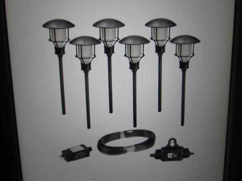 lot 33 image: 6-Pack Low Voltage Black Outdoor In...