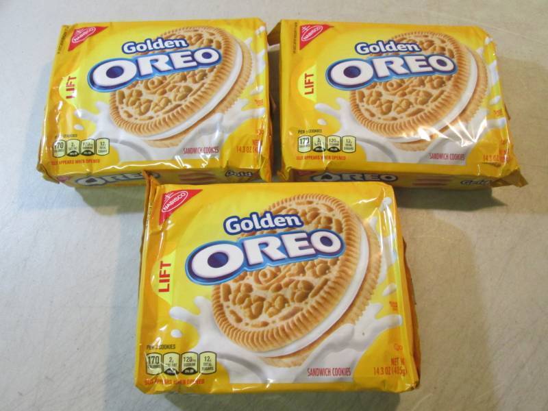 lot 176 image: 3 Packs of Golden Oreo Cookies Best...