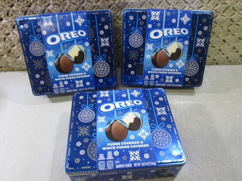 lot 211 image: 3 Tins of Oreo Fudge Covered & Whit...