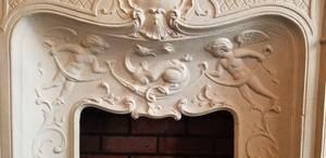 lot 4 image: Antique Cast Iron Fireplace Mantel Surround