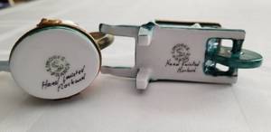 lot 18 image: Lot of 2 Gardening Limoges Boxes  Wheelbarrow and Watering Can signed Rochard