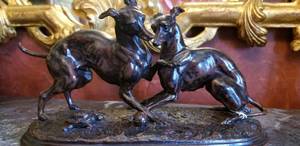 lot 43 image: Playful Whippet Dog Sculpture Statue