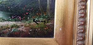 lot 38 image: English Castle Tower Original Oil on Canvas Signed