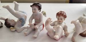 lot 47 image: Set of 5 Hand Painted Tumbling Angels Figurines