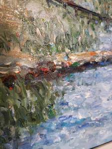 lot 61 image: Original Oil Painting Impressionist Tranquil Canal Scene