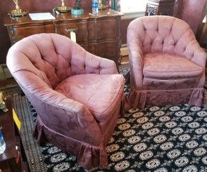lot 76 image: Plum Tufted Parlor Chairs, Pair