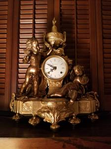 lot 99 image: Imperial Italy Brass Cherub Mantel Clock with Franz Hermle Mechanism