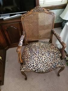 lot 108 image: Fun Leopard Print Cane Back Arm Chair