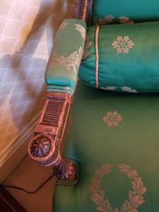 lot 121 image: Emerald Green and Gold French Style Chair
