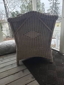 lot 128 image: Wicker Arm Chair and Ottoman