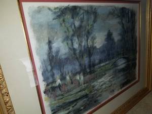 lot 144 image: Impressionist Print - A Bridge over the Pond