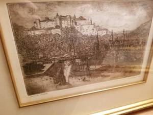 lot 142 image: Framed Etching of Salzburg Austria by Michael Bond
