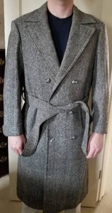 lot 168 image: Vintage Mens Harris Tweed Overcoat, Size Large