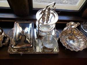 lot 173 image: Huge Collection of Silverplate Serving Pieces