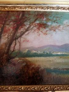 lot 183 image: Original Oil Painting Landscape Countryside Meadow