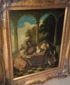 lot 186 image: Original Oil Painting on Canvas  European Courtyard by L. Williams