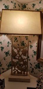 lot 193 image: Cut Metal Table Lamps  Birds on Branches