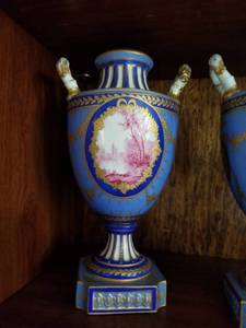 lot 163 image: Pair of French Porcelain Hand Painted Vases by Bourdois & Bloch, Paris