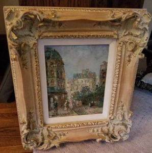 lot 204 image: T. Cole Original Oil Painting - Parisian Street Scene