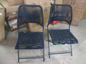 lot 305 image: (2) Outdoor Metal Framed Folding Ch...