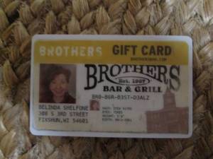 lot 351 image: $25 Gift Card To Brothers Bar & Gr...