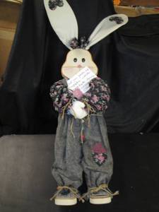 lot 402 image: Adorable Easter Bunny Dressed Wood ...
