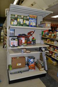 lot 7 image: Store Shelving - 4 Foot Single Sided Section with Peg Board Backing & Storage Drawer