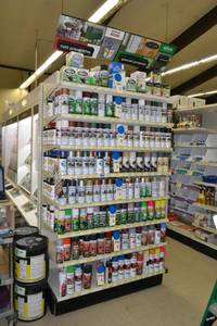 lot 19 image: Store Shelving - 4 Foot Single Sided Section with Peg Board Backing & Storage Drawer