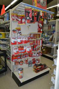 lot 22 image: Store Shelving - 4 Foot Single Sided Section with Peg Board Backing & Storage Drawer