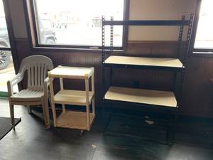 lot 101 image: 2 Shelving Units & 2 Chairs