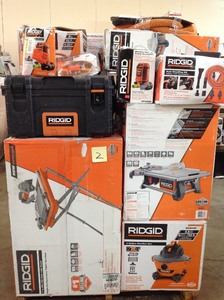 lot 2 image: Pallet with assorted Ridgid Tools and accessories