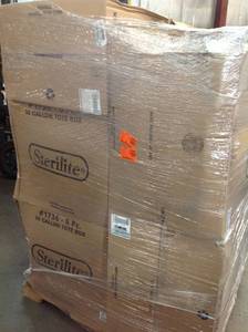 lot 6 image: STERILITE 64 Qt. Latching Storage Box AND 30 Gal. Storage Tote (NEW)