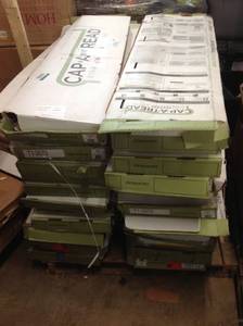 lot 31 image: PALLET OF 21CS OF CAP A TREAD Fresh OakElk Wood 47 in. Length x 12-18 in. Deep x 1-1116 in. Height Vinyl to Cover Stairs 1 in. Thick