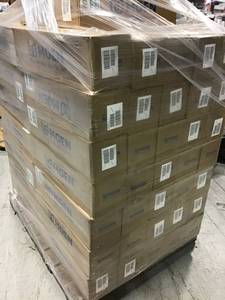 lot 35 image: Pallet whit 74 cases of MOEN Banbury 10-14 in. L x 4 in. H x 24 in. W Zinc Hotel-Style Bathroom Shelf in Brushed Nickel new